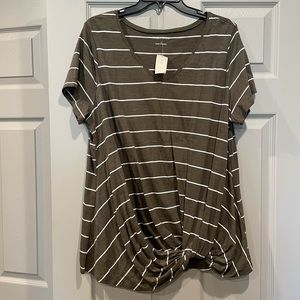 Maurices Striped, Front Knot, Short Sleeve Shirt